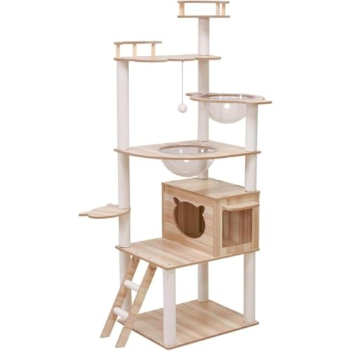 キャットタワー 木製 猫顔 猫窓宇宙船カプセル 大型猫 据え置き型 多頭飼い