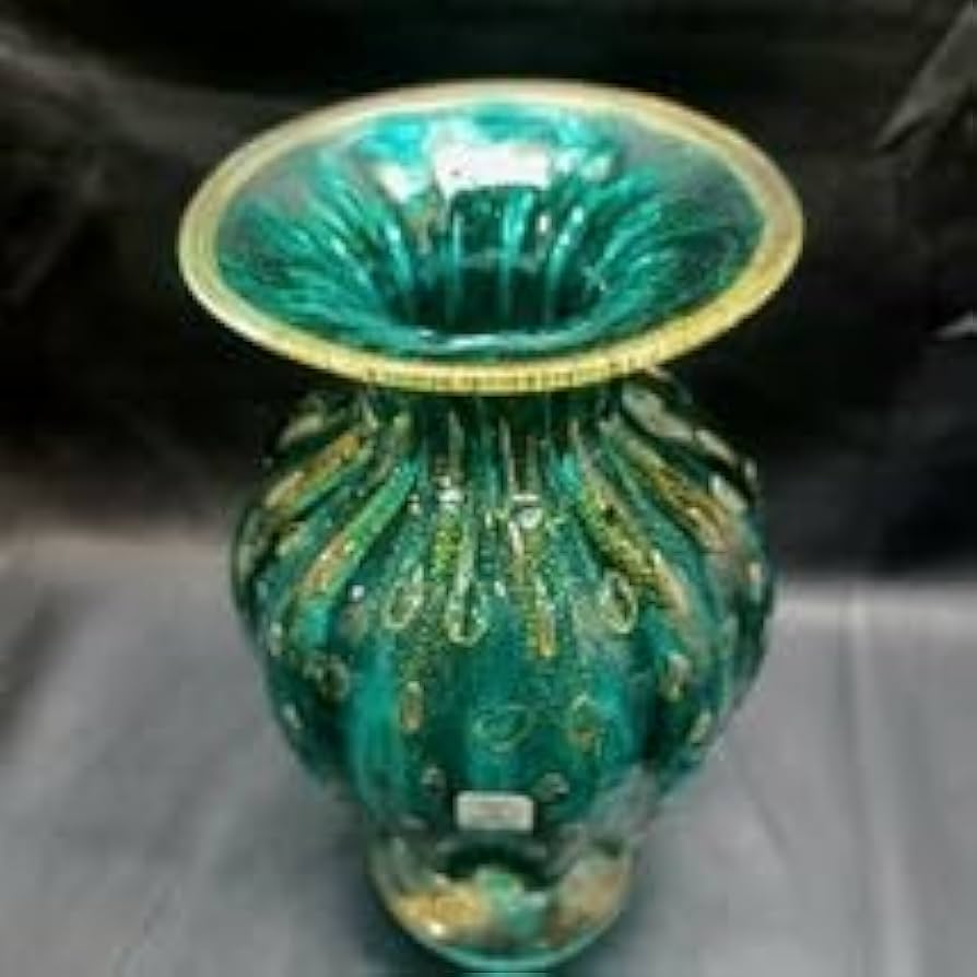 MURANO ムラノ 金彩 双耳 グリーン 花器 オブジェ