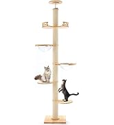Amazon | 猫家族 突っ張り強化設計 倒れない キャットタワー 木製 支柱