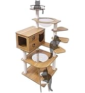 Amazon | 日本メーカー RAKU キャットタワー 木製 シニア猫 太った猫