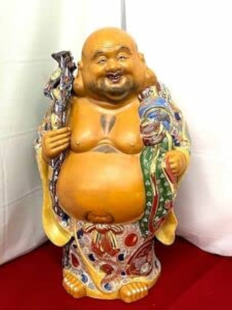 九谷八幡窯『布袋尊』／九谷焼／大型38㎝／縁起物／七福神／商売繁盛