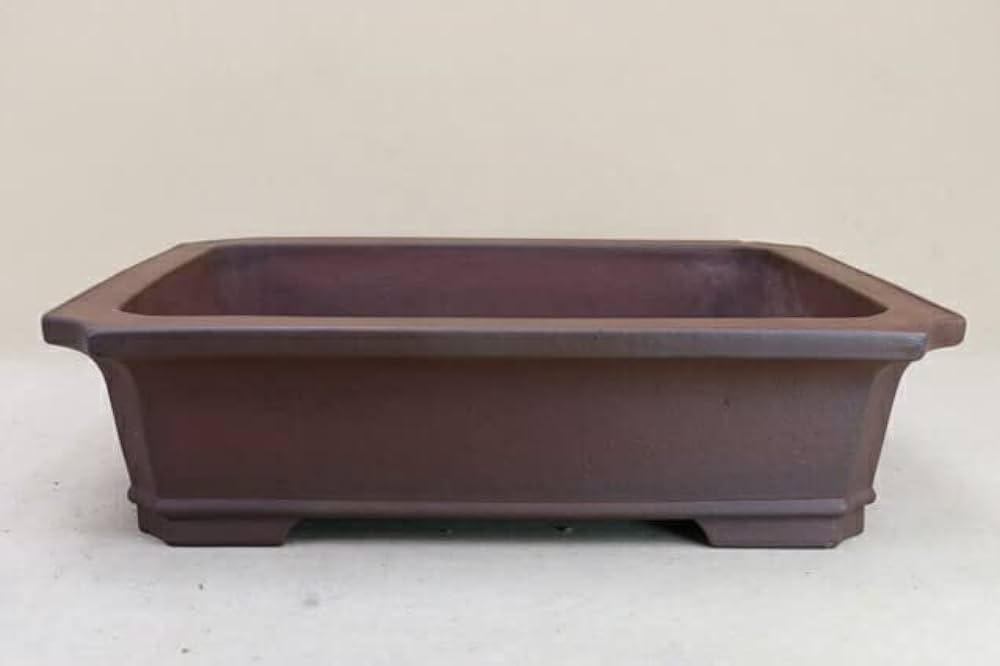 盆栽鉢常滑山秋造り松泉焼、陶器製長方形時代物 盆栽 鉢 53cm 大型 長