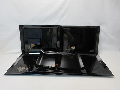 Amazon.co.jp: 604736 懐石道具 輪島塗 木製黒真塗 卓上膳 5客揃 絵