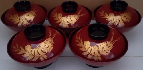 輪島塗吸物椀 5つセット 高級椀 菊 輪島塗吸物椀 5つセット 高級椀 菊