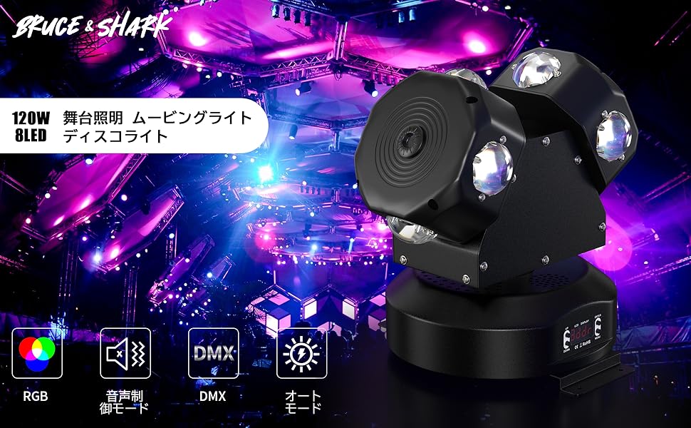 Amazon.co.jp: Bruce & Shark(ブルース・サメ) 120W 8LED 舞台照明