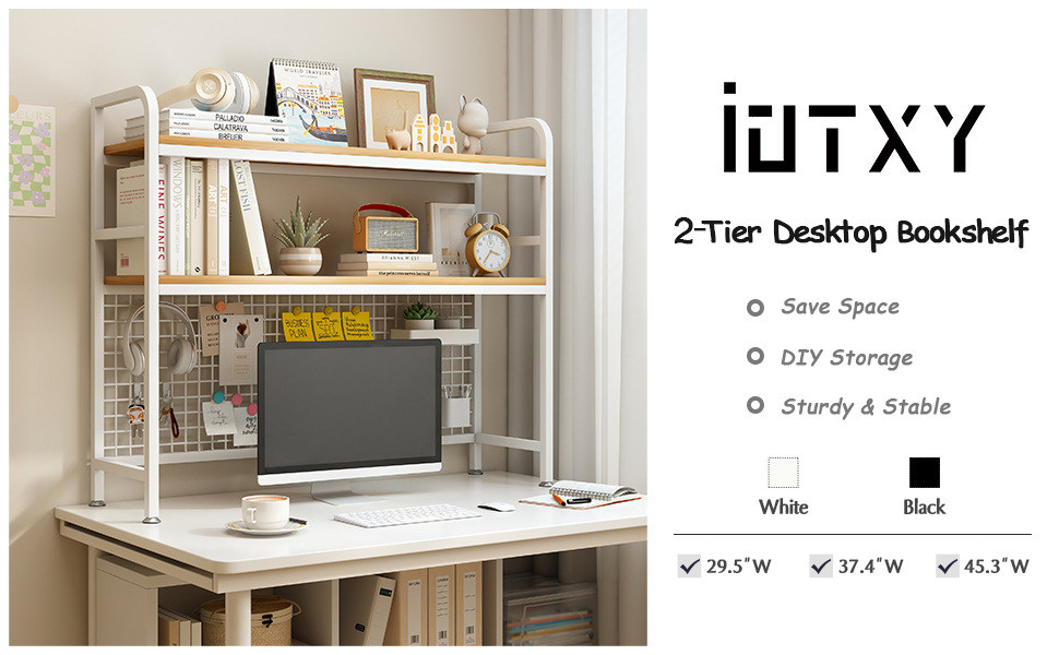 Amazon.com: IOTXY 2-Tier Desktop Hutch Bookshelf - Metal Desk