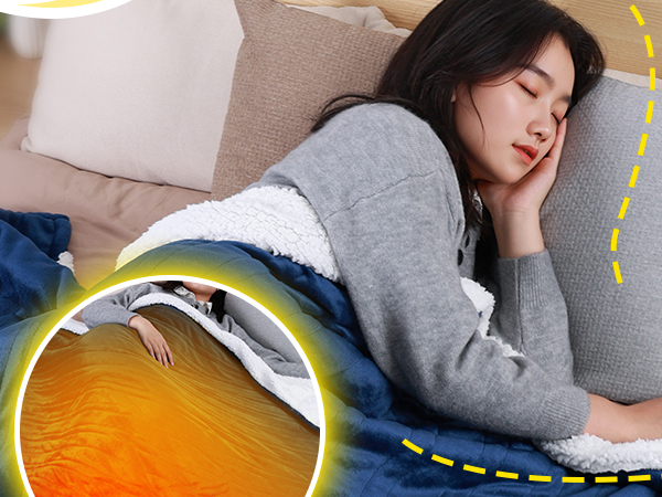 Amazon.co.jp : 電気毛布 掛け敷き兼用 Hesahre 180×200cm ダブル