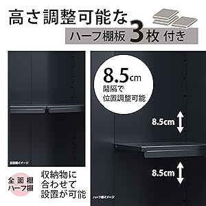 Amazon | グリーンライフ 物置 収納庫 屋外 大型【日本製】 ハーフ棚板