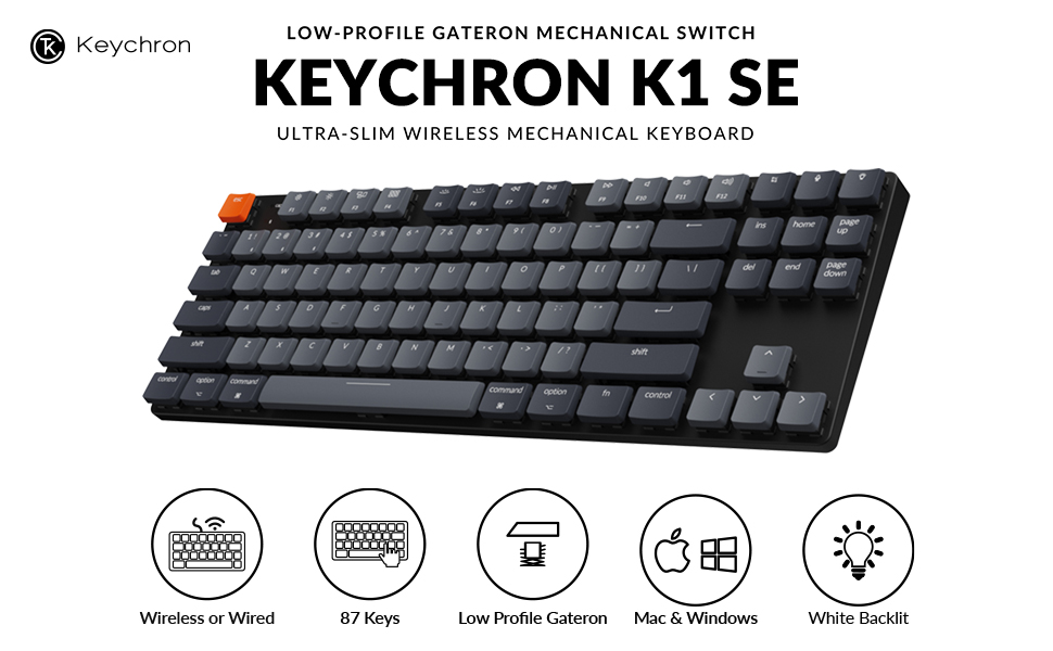 Amazon.com: Keychron K1 SE, 87 Keys Ultra-Slim Wireless Bluetooth