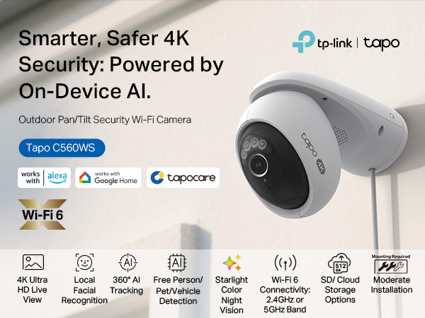 Amazon.com : Tapo 4K 8MP Wired Pan/Tilt Outdoor Security Camera
