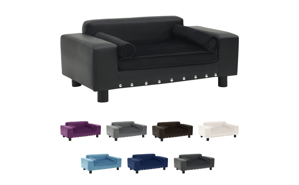 Amazon | vidaXL 犬用ソファ ブラック 81x43x31cm プラッシュ＆合成