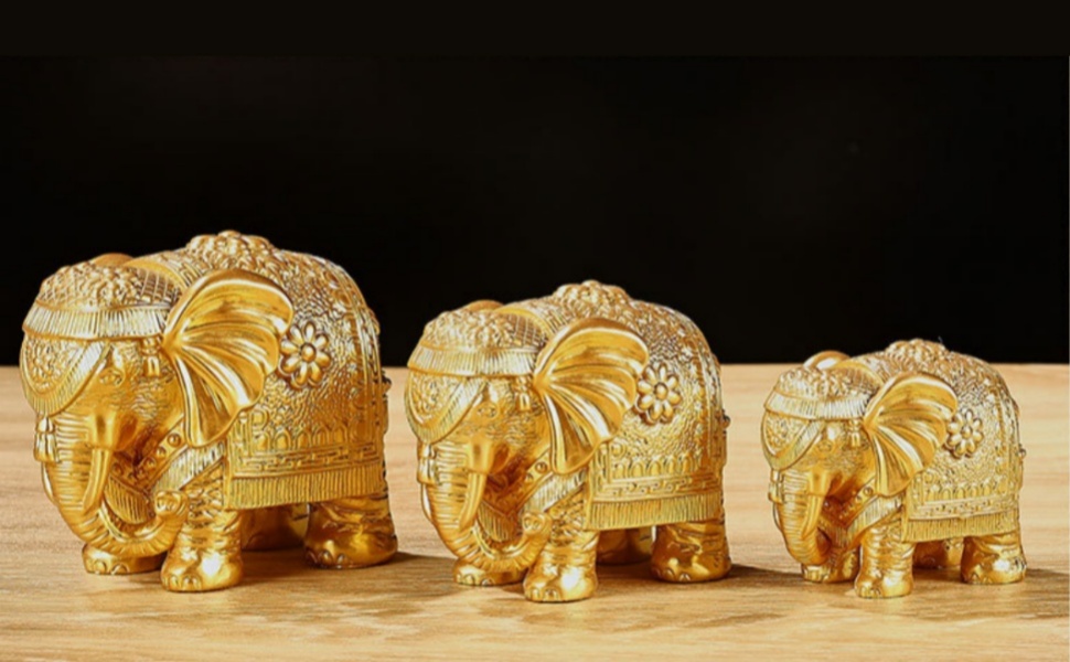 Amazon.co.jp: 象 置物 ゴールド 動物 置き物 ゾウの置物 風水グッズ