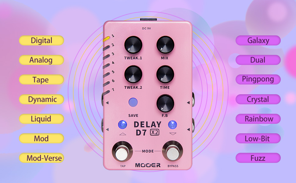 Amazon.com: MOOER Guitar Delay Pedal 14 Types Delay Authentic