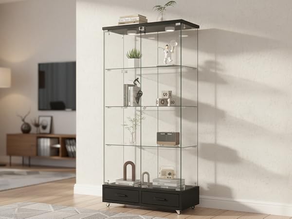 Amazon.co.jp: 森風ShinrinKaze ショーケース ガラスケース 4段【13