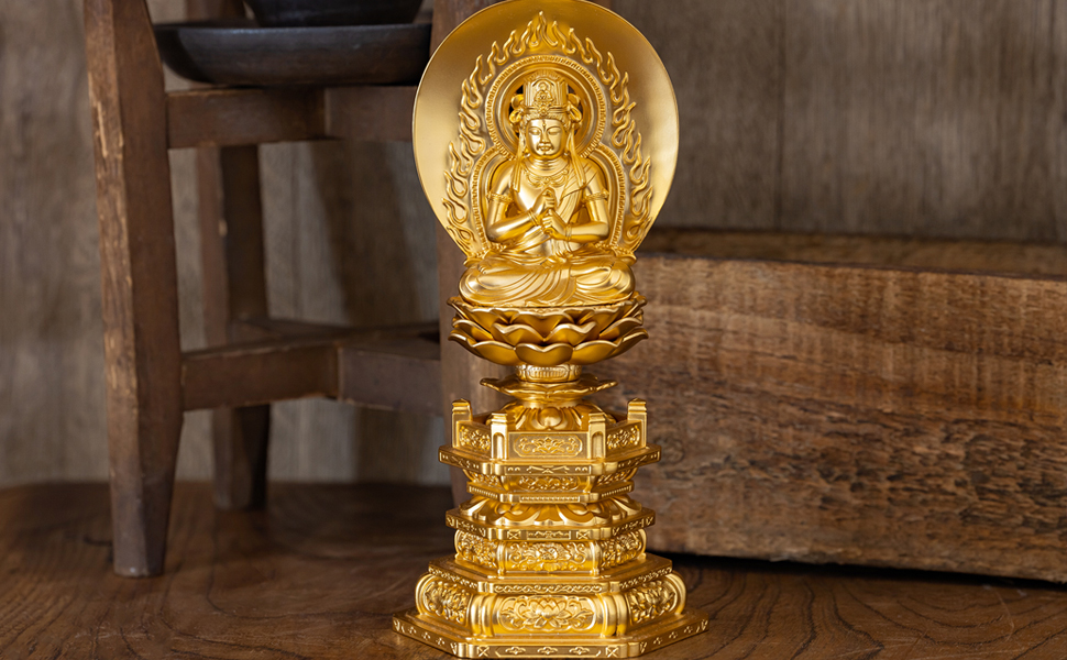 Amazon｜仏像 大日如来 18.5cm(金メッキ/24金) 仏師：牧田秀雲 原型＿