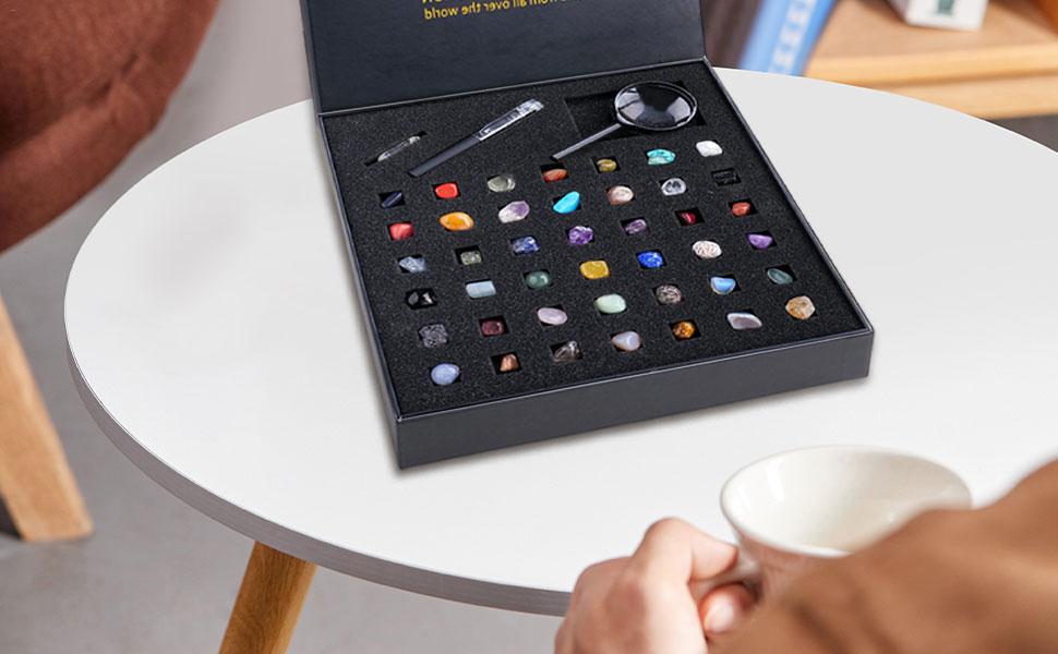 Amazon | 子供用岩石シリーズ、43種類の天然石シリーズ、鉱物知育玩具