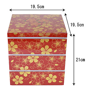 Amazon｜まえじゅう漆器 重箱 三段 華の舞 赤 花 シール付 伝統工芸