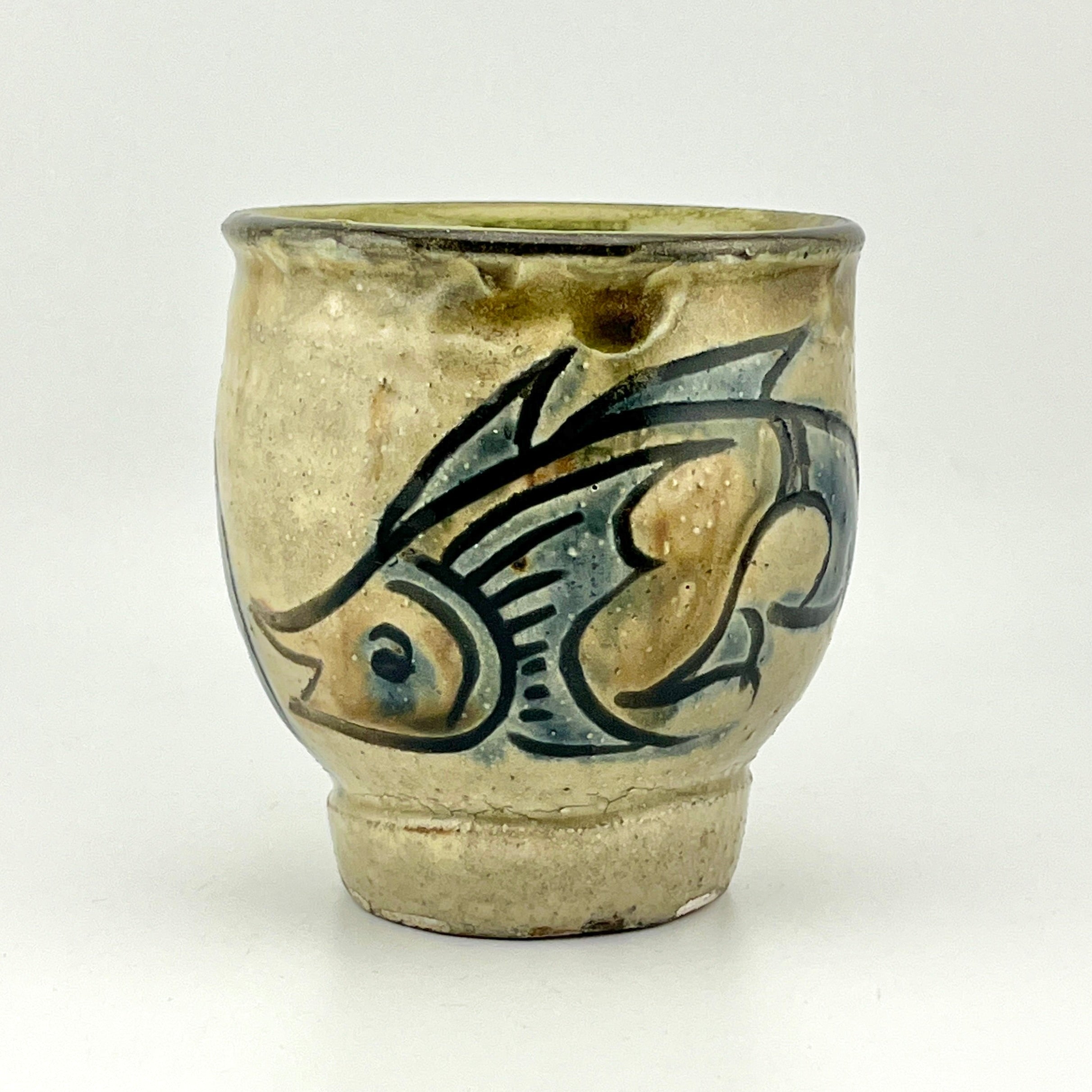 金城敏男 魚紋 湯呑茶碗 3客 金城一門 やちむん壺屋焼