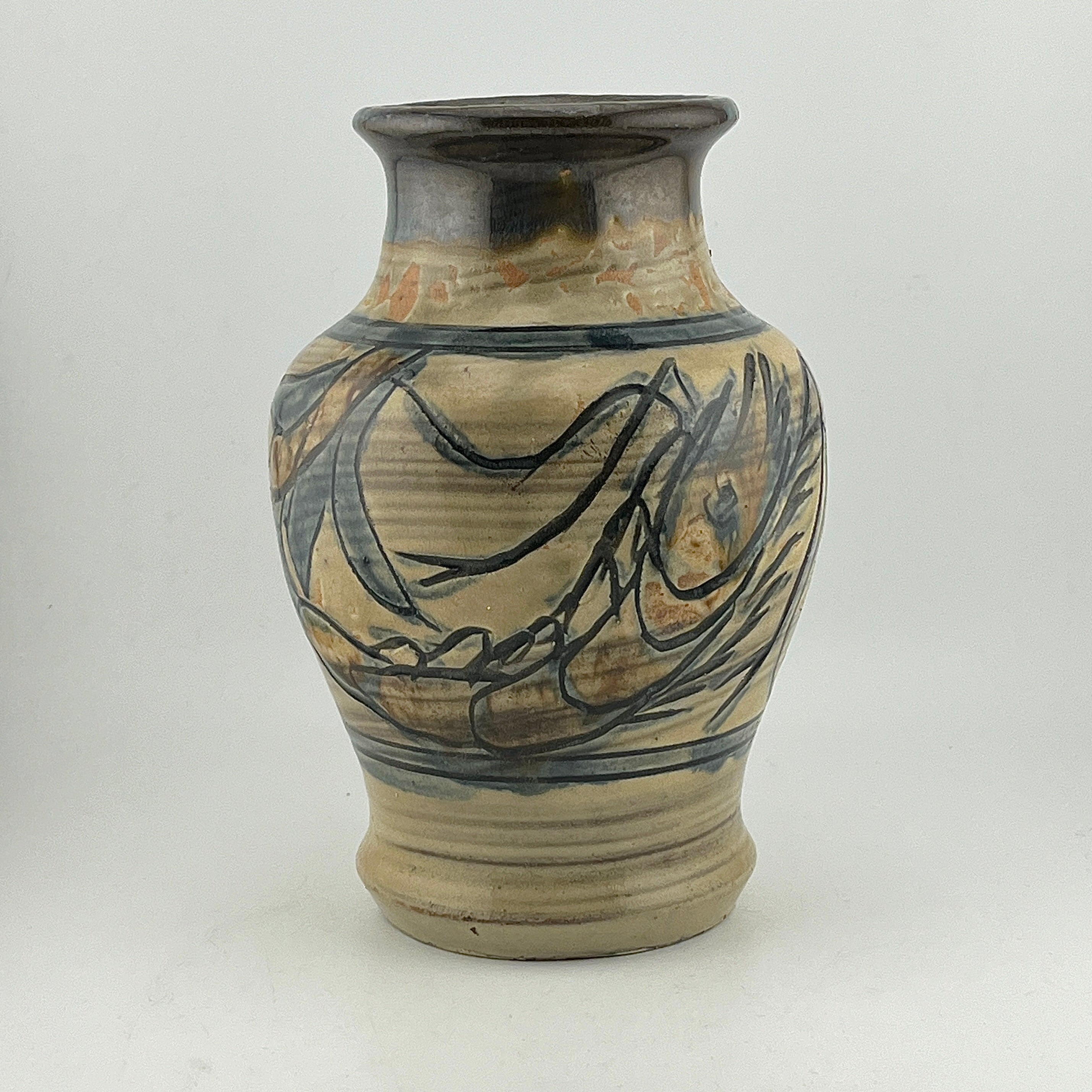 hn 人間国宝 金城次郎 壷屋焼マグカップ(笑魚海老紋カップ）栞 共箱