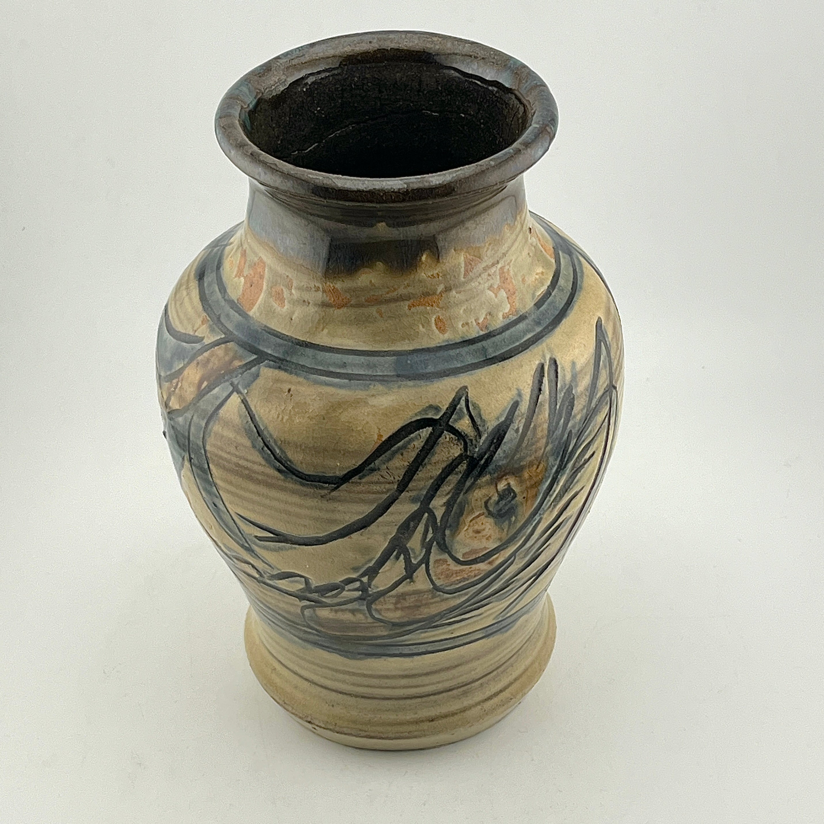 壺屋焼 人間国宝 金城次郎作 海老魚紋壺（花瓶） – 生活民芸 なかむた