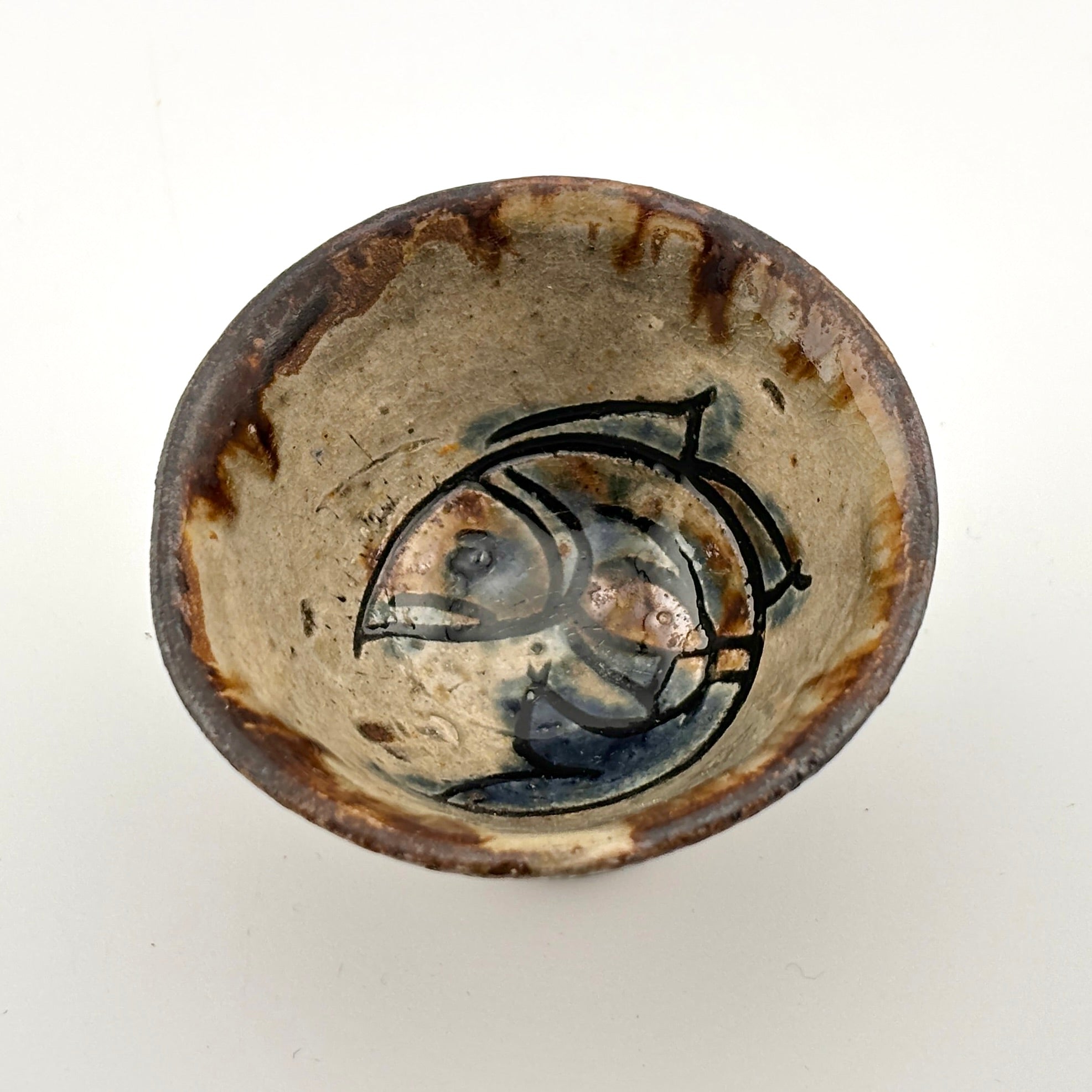 人間国宝 金城次郎 壷屋焼ぐい呑 栞 共箱 美品 やちむん 壺屋焼 人間