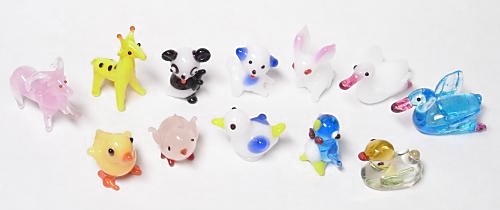 未使用 70年代日本製◇手作り 可愛いミニ生き物ガラス細工 合計160個