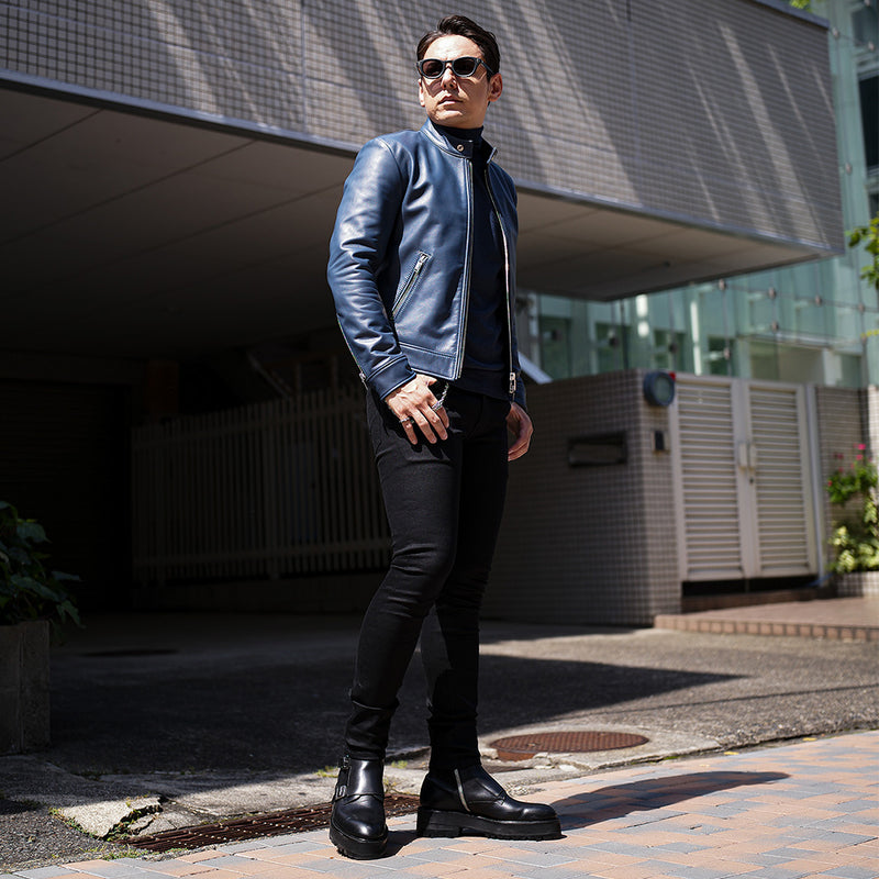 F0 シングルライダース カウレザー ネイビー – MINIMAL WARDROBE