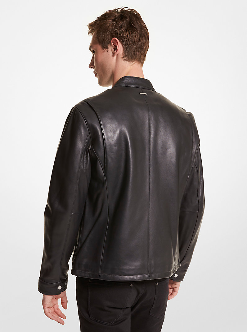 Leather Moto Jacket in BLACK - Sale | Michael Kors [US]