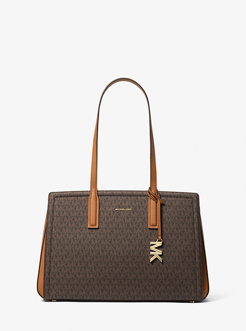 Laila Medium Signature Logo Tote Bag in BRN/ACORN | Michael Kors [US]