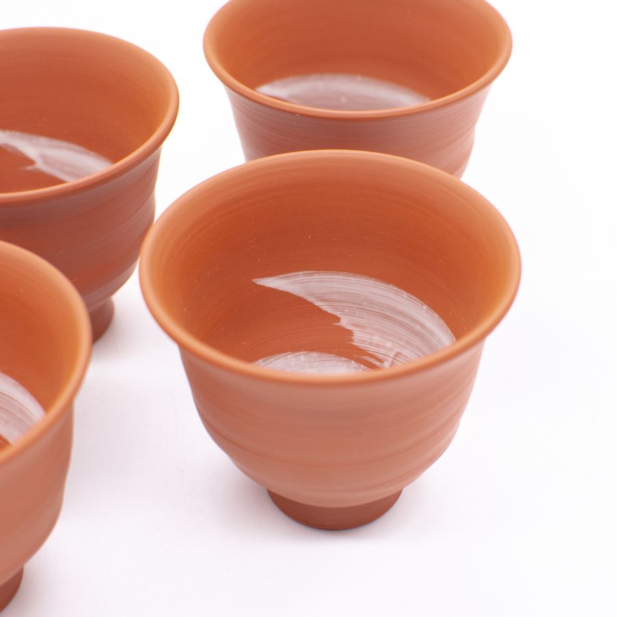 村越風月＞常滑焼 茶器セット 約280ml 朱泥筋引 木箱入 | 愛知県常滑市