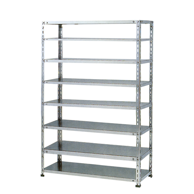 150kg/段 SUS304 軽中量ボルト式 ステンレス棚 高さ1800 x 棚板9枚