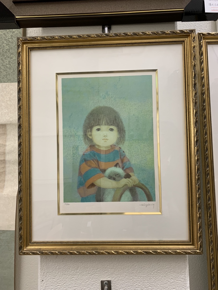 絵画、橋口美代子 麦わら帽子少女画