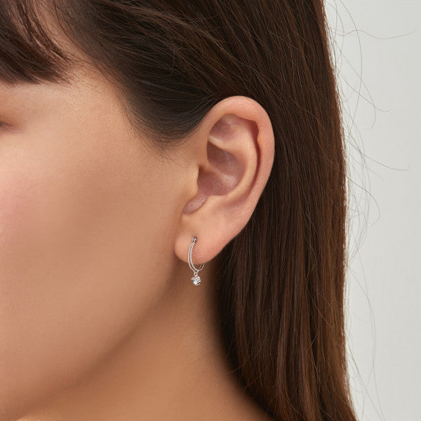 K10 ホワイトゴールド キュービックジルコニア フープ ピアス（10mm