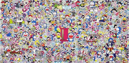 ドラえもん村上隆お花畑の中のどこでもドアポスター