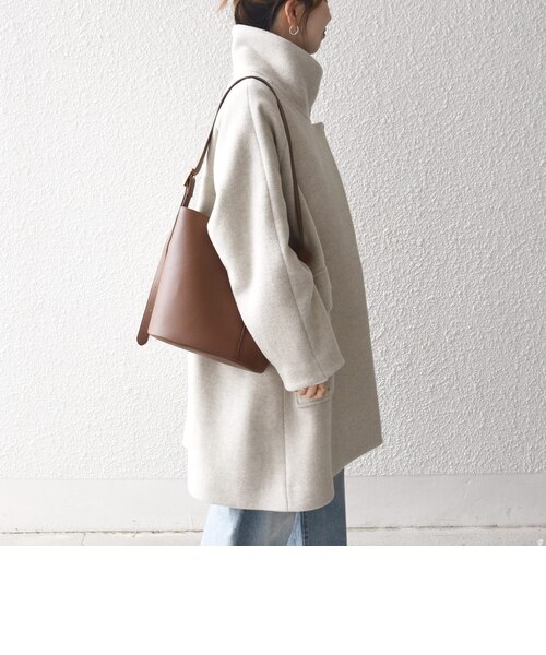 SHIPS any: カシミヤ ミックス スタンドカラー ミドル コート