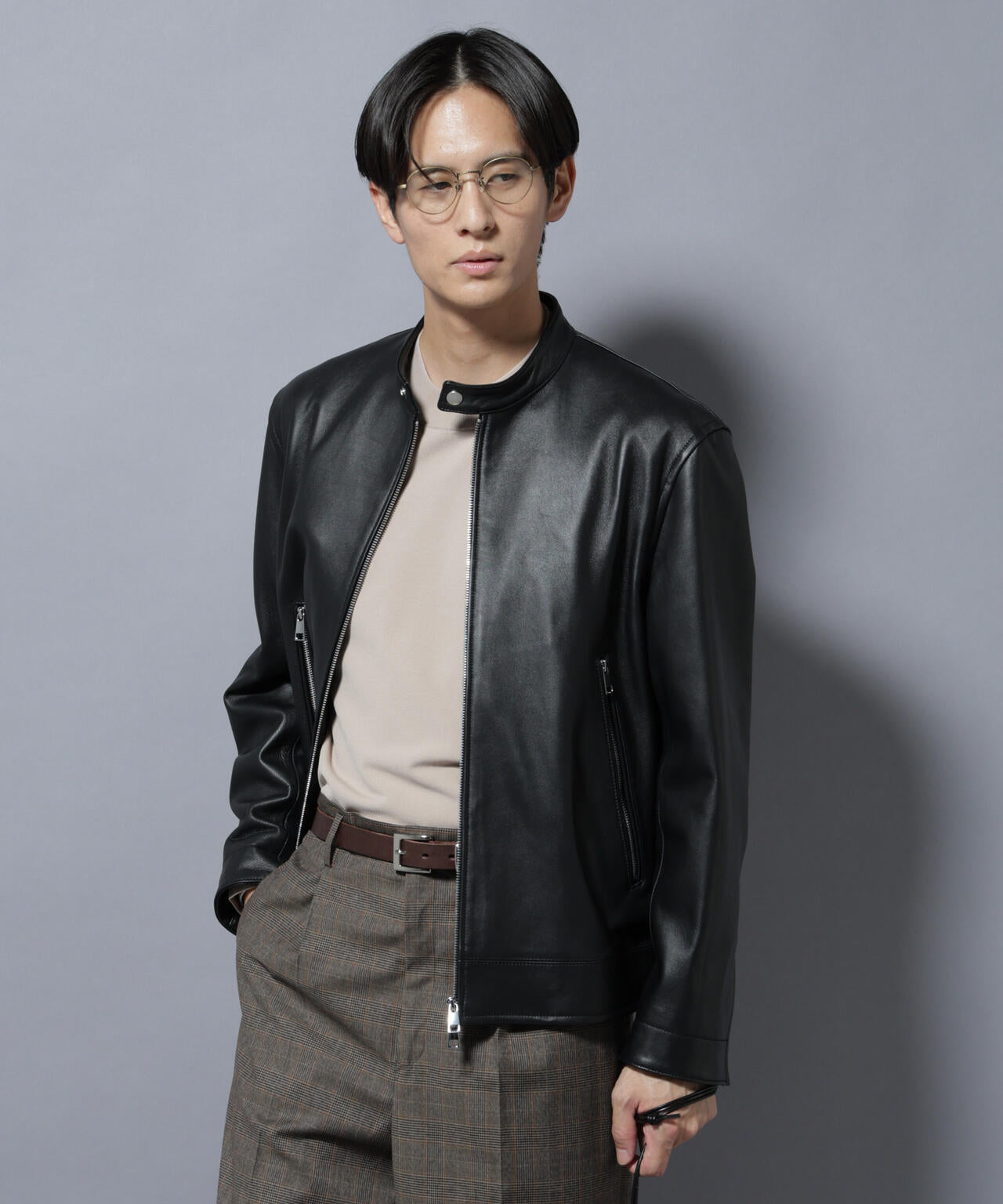 ラムナッパレザーバンドカラーライダースジャケット | NANO universe