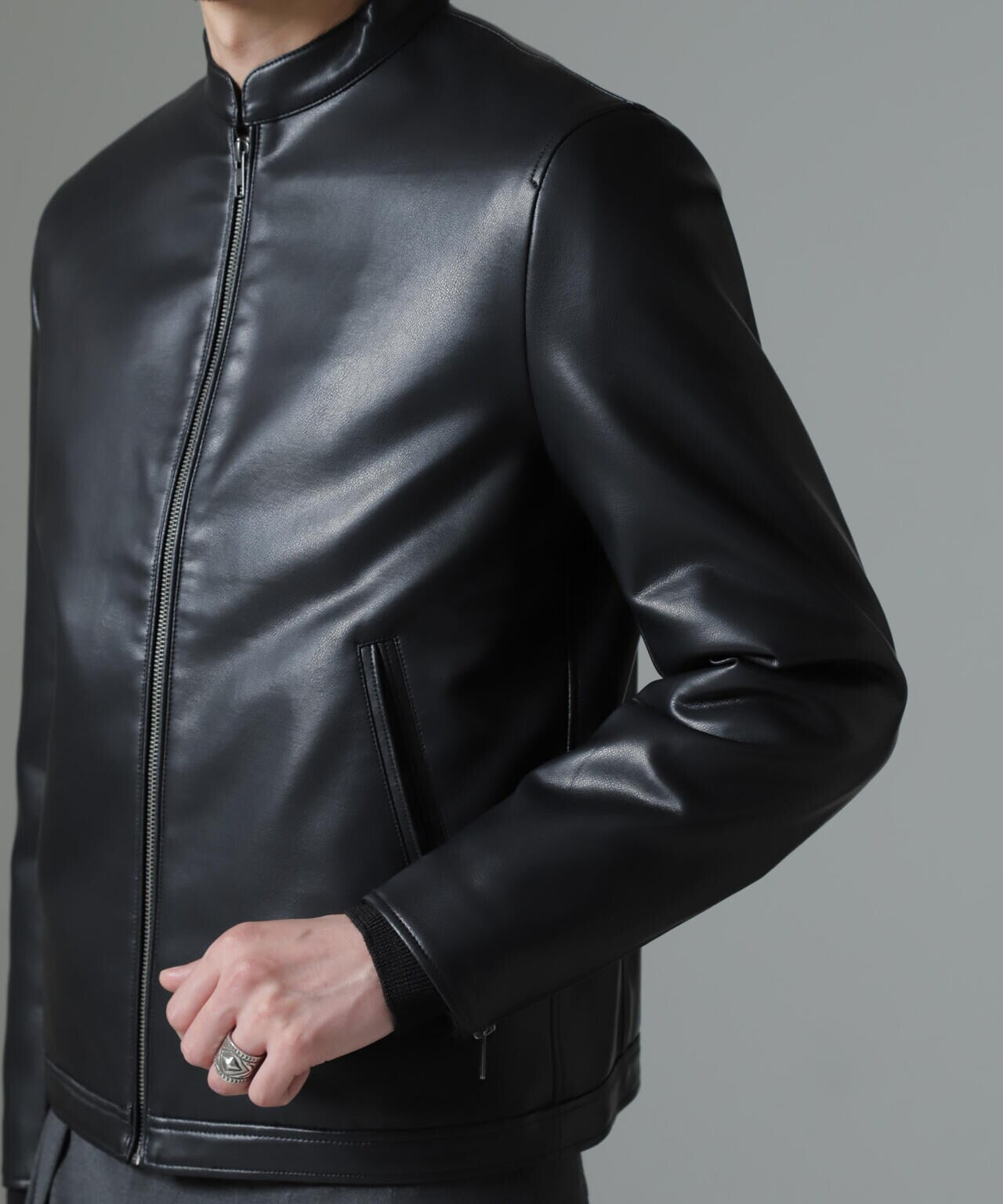 フェイクレザーシングルライダースジャケット | NANO universe（ナノ