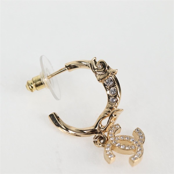 CHANEL ココマーク ピアス フィッシュラインストーン ゴールド GP