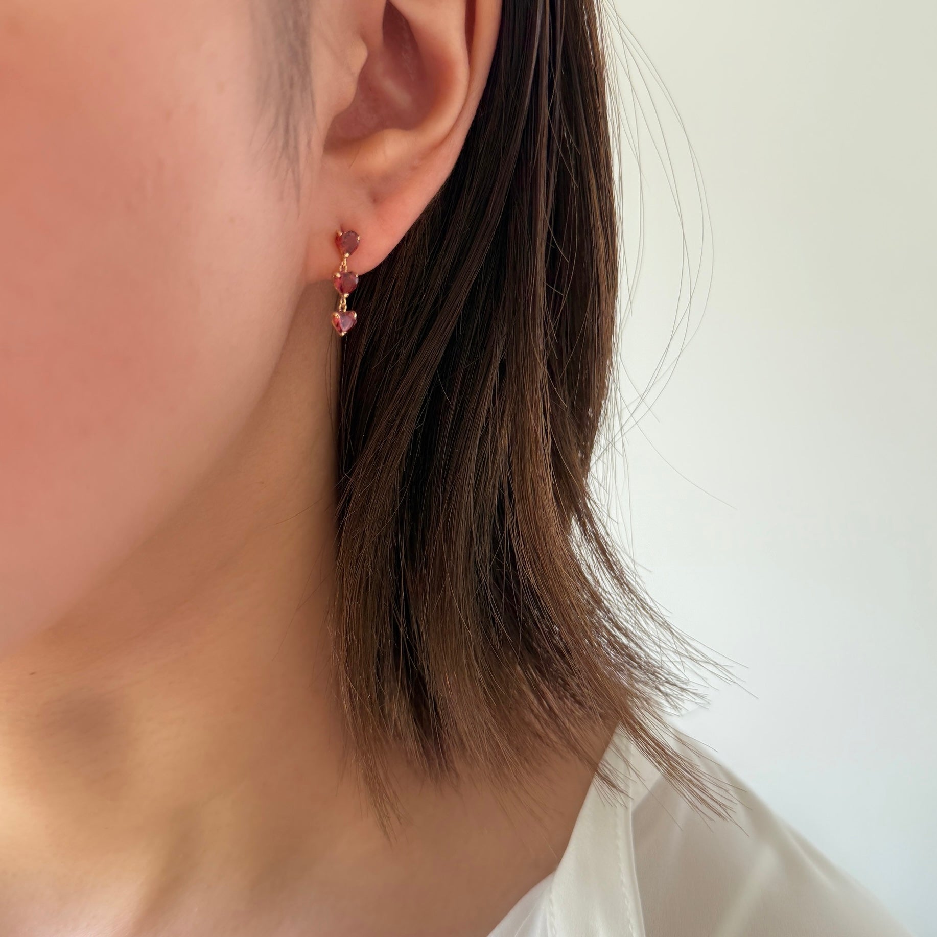 k18｜ガーネットピアス｜ハートシェイプ｜ハート型 K18ガーネット