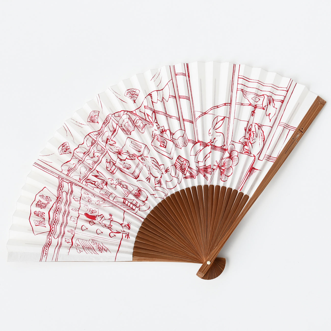 扇子 7.5寸 夏扇 丹影 鳥獣扇屋（エンジ）/ no.2728 | 京都の伝統工芸