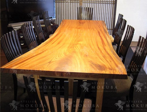 ダイニングテーブルxケヤキ【熊本県 個人住宅】直径1メートル超の丸太