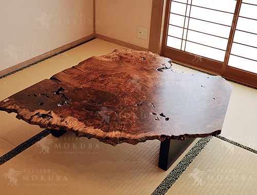 ローテーブルxカリン【宮崎県日南市】カリン一枚板座卓 | 一枚板