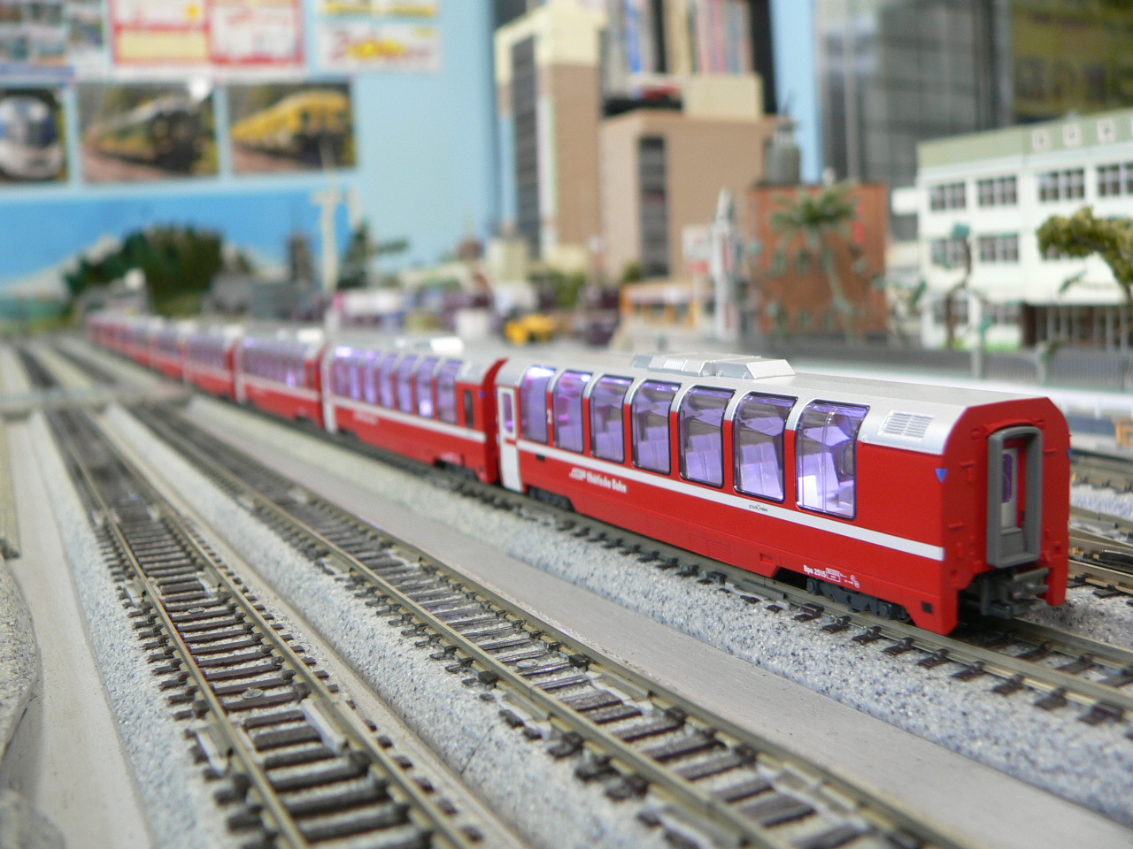 KATO ベルニナ急行 7両フルセット 室内灯付き カトーのスイス型Nゲージ、