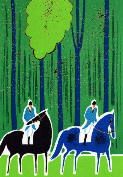 馬の絵画をリトグラフの版画で制作したセルジュ・ラシスの馬の絵「乗馬