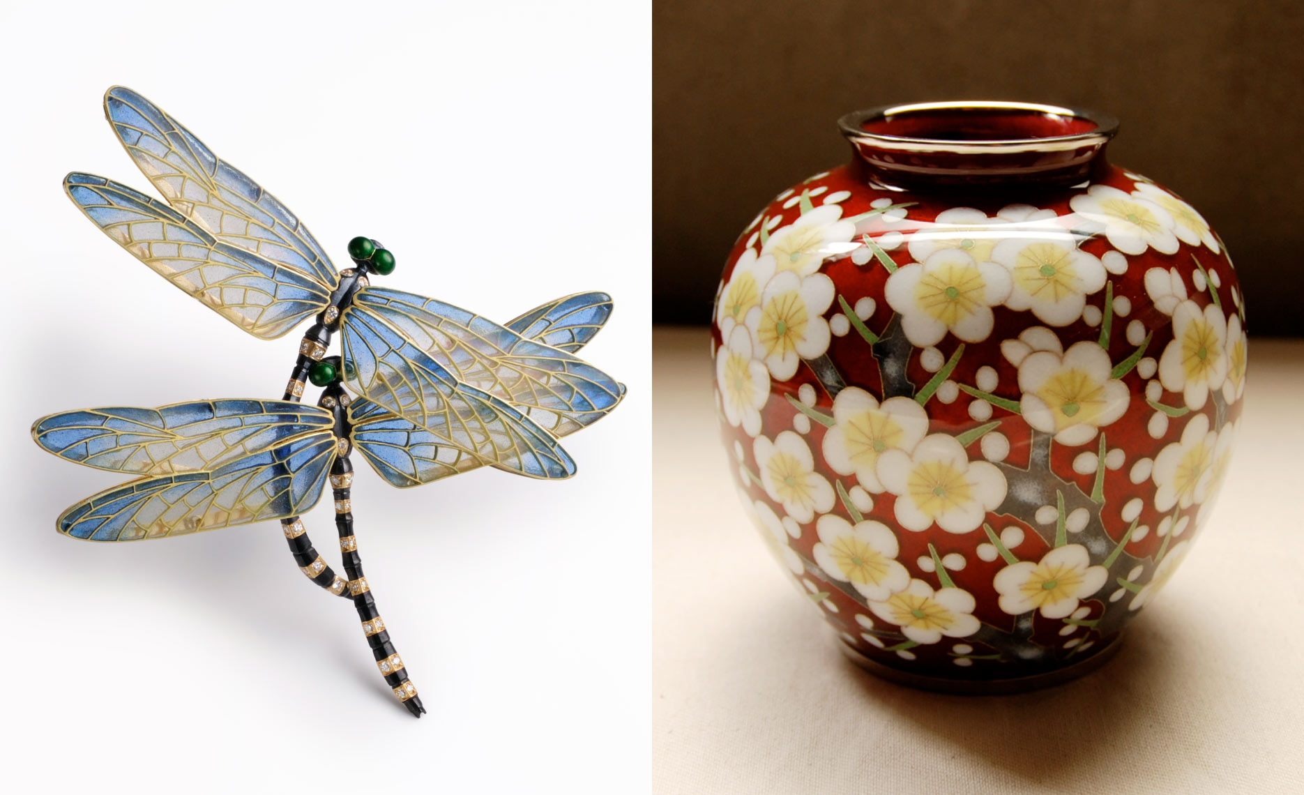 尾張七宝焼高台丸鉢梅文工芸品 尾張七宝焼高台丸鉢梅文工芸品 尾張