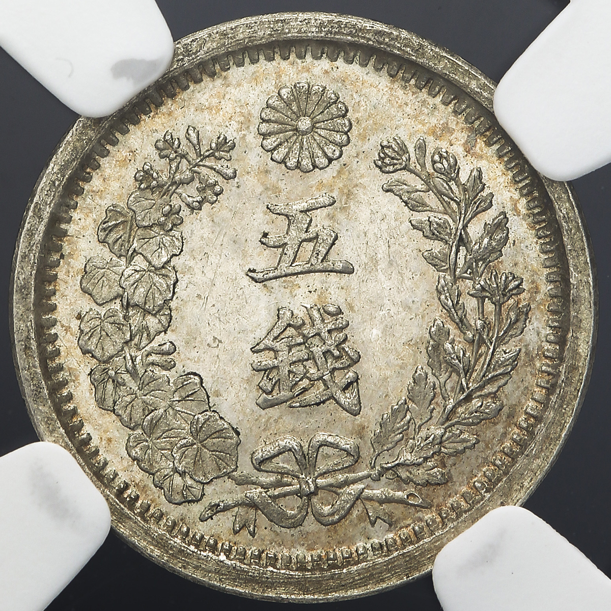 日本 竜五銭銀貨 Dragon 5Sen 明治8年(1875) NGC-MS64 UNC+ | ミスター