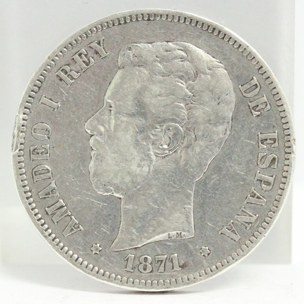 スペイン 1871年 5ペセタ銀貨 アマデオ1世 | ミスターコインズ