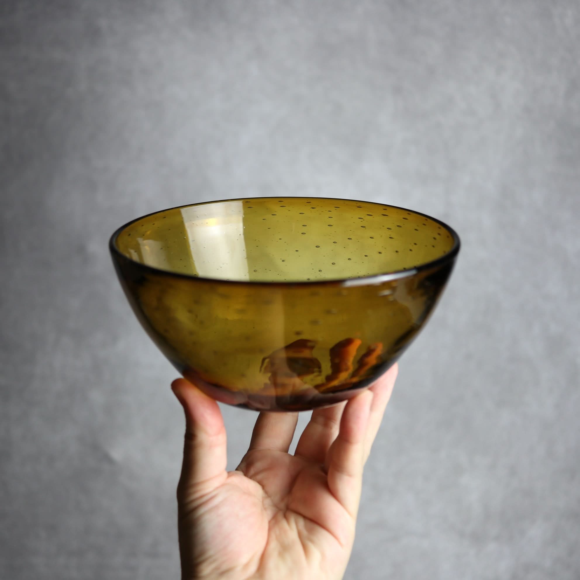 気泡ボウル 小 ブラウン 琉球ガラス ガラス工房清天｜ガラス工房 清天