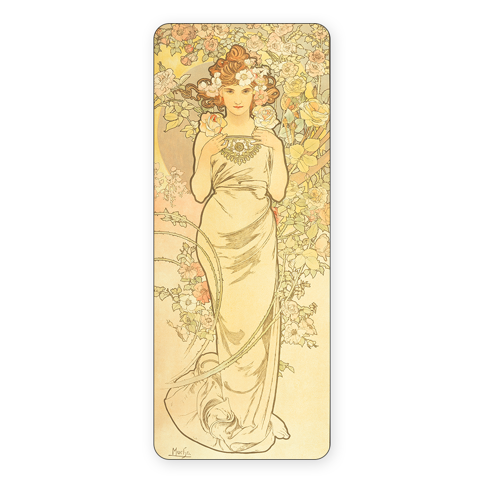 Y【中古品】アルフォンス・ミュシャ バラ ローズ 薔薇 額縁 模写