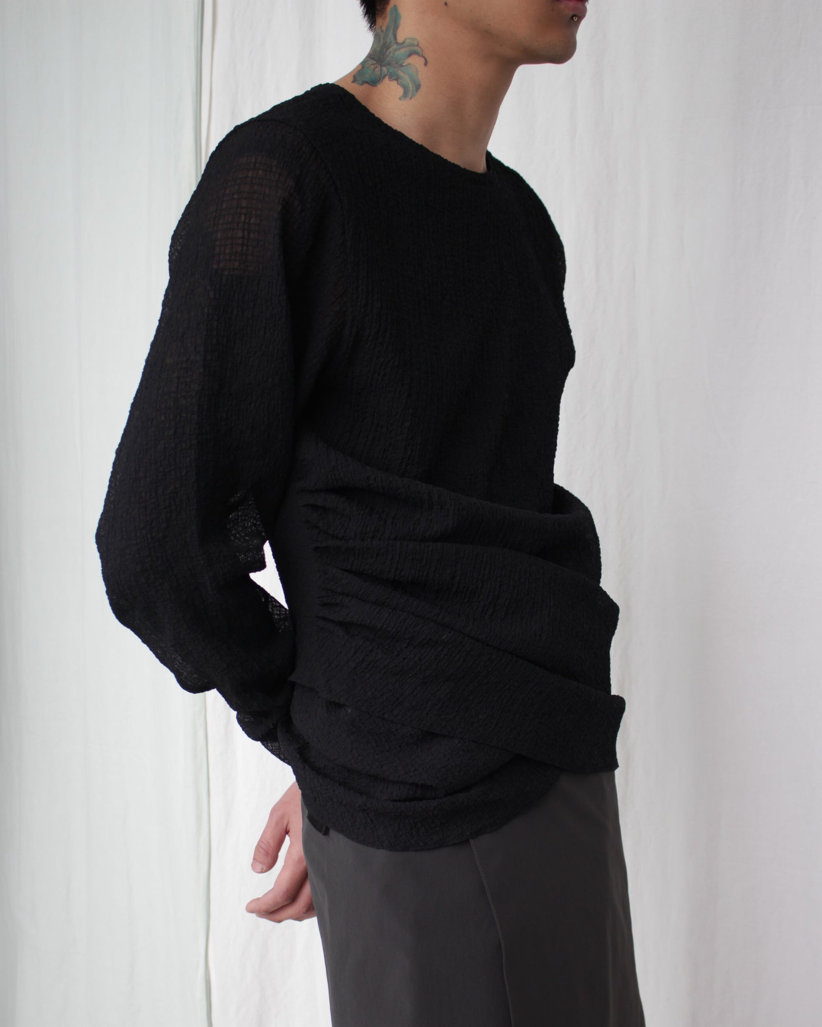 Omar Afridi / DRAPED L/S TOP (SS25-JER-104-01) Black – Mukta / Sal